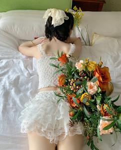 Lace Trim Layered Ruffle Bloomers <strong>Shorts</strong> Lolita Style Mid Waist Bow Knot Decor <strong>Frilly</strong> Panties Women Solid Color <strong>Shorts</strong> - Product Image 4