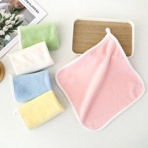 Toallas cuadradas de coral Xinshang, paquete de 20, colores surtidos, absorbentes y sin pelusas, para niños - Product Image 1