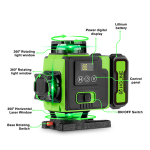 HGLINE 4D 16 קווים לייזר פלס לייזר אוטומטי 360 °   שלט רחוק לאפליקציית לייזר פלס ירוק אופקי ואנכי בעל קרן סופר חזקה - Product Image 3