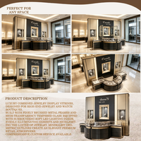Vitrine de Luxe Dorée pour Bijouterie avec Éclairage LED, Vitrine en Verre Personnalisée pour Boutiques de Marques Haut de Gamme, Durable et Facile à Installer