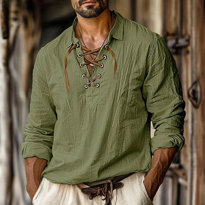 <span class=keywords><strong>Camicia</strong></span> da uomo alla moda Casual taglie forti in <span class=keywords><strong>lino</strong></span> con scollo a V nuova collezione transfrontaliera estiva - Product Image 3