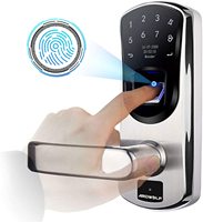Module de serrure de porte intelligente numérique électrique à empreinte digitale AM160-YYH540J avec écran tactile, alimentation par batterie/USB et stockage cloud pour