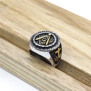 Anillo Masónico de Acero Inoxidable 316L, Altamente Pulido, Chapado en Oro de 18K, Precio de Fábrica al por Mayor - Product Image 5