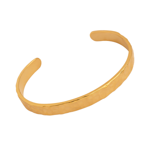 <strong>Stainless</strong> <strong>Steel</strong> 18K Gold Plated Geometric Irregular Concave Convex Hammer Surface Trendy Bangle Women's <strong>Jewelry</strong> Waterproof - Product Image 1