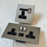 Interrupteur à bascule mural en acier inoxydable nickel mat, double pôle 10A, type UK/EU/France 86, avec variateur TYPE-C