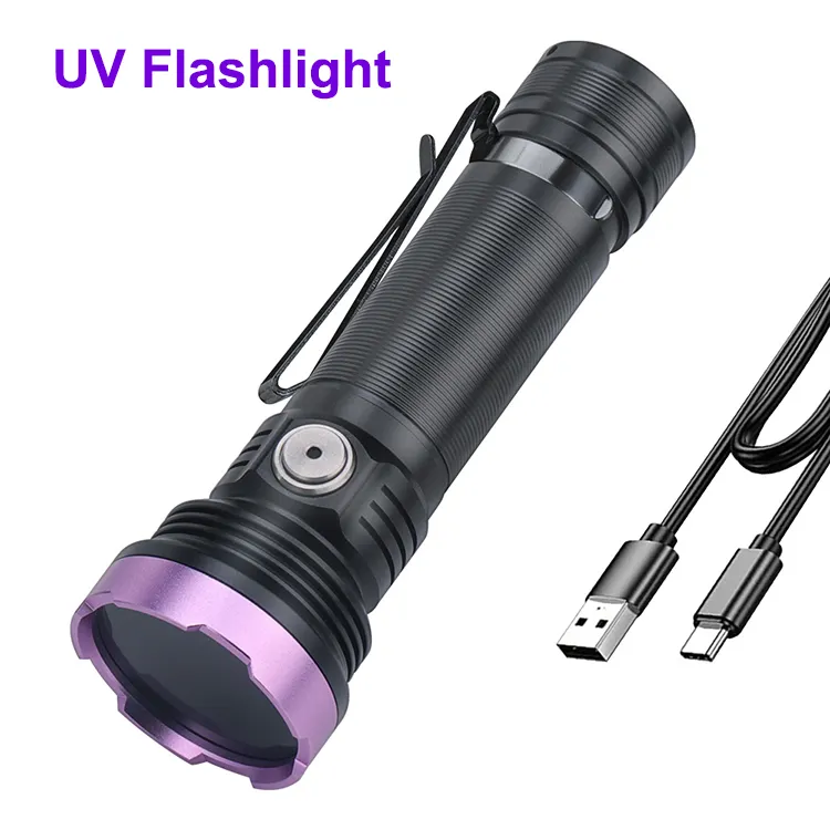 Boruit UV ไฟฉาย 13W 365nm Mini USB ชาร์จอัลตราไวโอเลต LED Light สําหรับ Ore Cat Tinea ผิวแมงป่องเงิน Checker