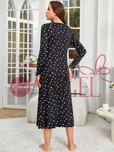 KISS ME ANGEL new latest design <strong>black</strong> <strong>nightdress</strong> women long sleeve heart print long home dress pajamas lady - Product Image 6
