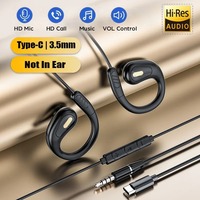 Écouteurs filaires Type-C avec suppression du bruit ENC, étanchéité IPX-3, intra-auriculaires à suspension, contrôle par crochet d'oreille, son surround Hi-Fi, basses puissantes, pour le sport