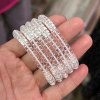 Bracelet en quartz naturel de haute clarté, disque plat, coupe droite, simple – Luxe Feng Shui