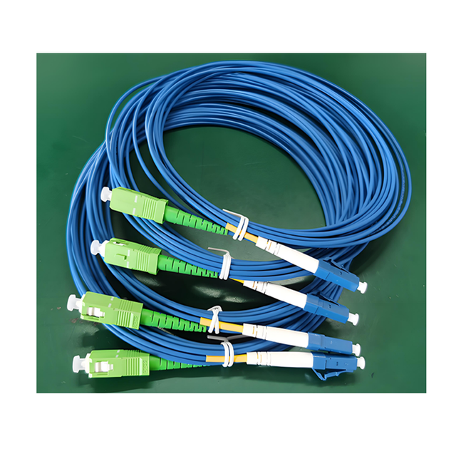 OEM Simplex Optical Fiber Patch Cable Singlemode G652D G657A2 2.0mm 3.0mm LSZH SC/APC to LC/UPC Simplex Blue Aqua