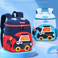 Sac à dos d'école maternelle Olang pour enfants de 1 à 6 ans, motif excavatrice de dessin animé, ultra-léger, en polyester, grande capacité, anti-perte, unisexe