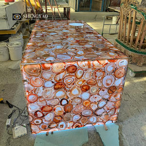 Dalle de comptoir en <span class=keywords><strong>agate</strong></span> verte rétroéclairée personnalisée, pierre lumineuse pour îlot de cuisine, dessus de table, panneau mural - Product Image 2