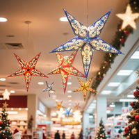 Lanterne en papier à cinq branches écologique et lumineuse, lanterne en papier 3D en forme d'étoile, décorations murales intérieures pour fête de Noël