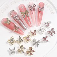 Tendances YUCAGCI 3402 Breloques Papillon 3D pour Ongles, Strass Argentés Colorés Scintillants, Décorations Nail Art