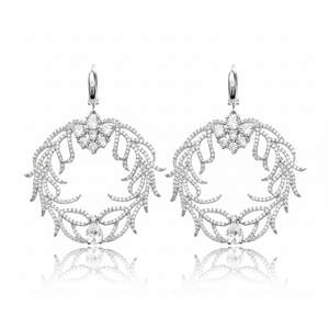 Ivy Design Round <b>Dangle</b> <b>Earring</b> Wholesale Turkish Sterling <b>Silver</b> Trendy Best Selling Handcrafted Jewelry - Product Image 2