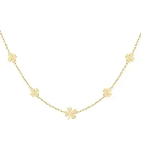 Women Trendy Daily Wear Jewelry Customized Stainless Steel Gold 5 Four leaf Clover Charm Necklace