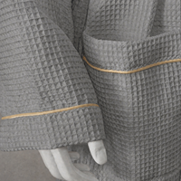 Peignoir absorbant en tissu gaufré pour hôtel et spa, avec logo personnalisé, col kimono, unisexe, ceinturé, épais, pour les vacances et les centres de bien-être