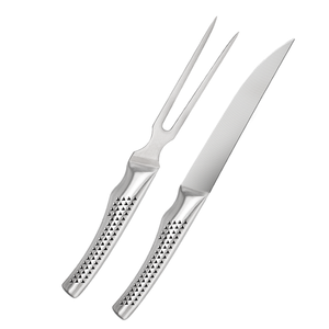 High-quality 8-inch stainless steel steak <b>knife</b> and meat fork <b>set</b>, with honeycomb-shaped hollow ergonomic handle BBQ DIY OEM ODM - Product Image 2
