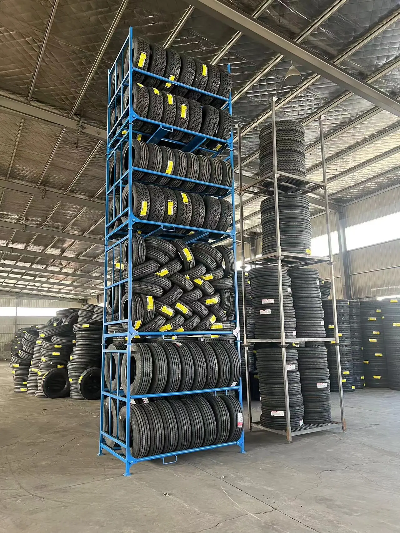 Mobile Portable Metal Warehouse Stack Foldable Heavy Wheel Tire Rack Storage System Stacking Racks for Sale