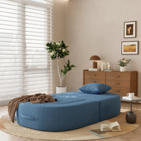 VOXHOME Nordisches Minimalistisches Einzelsofa-Bett für Wohnzimmer Schlafzimmer Heim-Möbel Klappbares Faulbett-Sofa Blaues Bouclé-Sofa