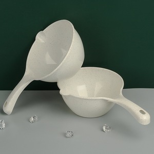 Plastic Long Handled Water Ladle Off <b>White</b> <b>2</b> <b>Pieces</b> Drop Resistant Kitchen Bathroom Use - Product Image 2