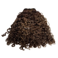 Extensions de cheveux humains à tisser, Remy, bouclés crépus, brun foncé, style balayage, double trame, cuticules alignées, cambodgiens