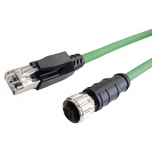 Cable de Conexión de Sensor M12 Hembra <span class=keywords><strong>a</strong></span> RJ45 con Codificación <span class=keywords><strong>D</strong></span> de 4 Núcleos, IP67, Alto Rendimiento, Automatización Industrial, Voltaje y Corriente No Especificados - Product Image 1