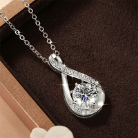 Collier pendentif infini en moissanite VVS D plaqué or 14 carats de haute qualité, rond 8 mm et 1,2 mm, pour femme