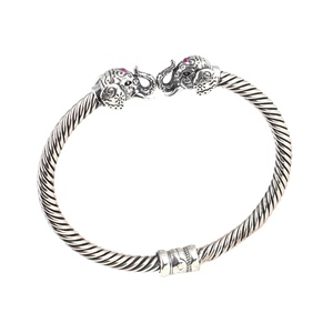 Pulsera de Hombre NUSRET de Plata de Ley 925 con Cabeza de Elefante Romántica, Zirconia Rubí, Cierre de Resorte, Joyería Turca - Product Image 1