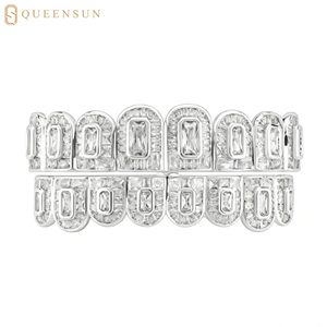 Phiên bản hoàn hảo Iced out kim cương grillz S925 Bạc 10k 14k 18K vàng rắn vvs moissanite phòng thí nghiệm kim cương Iced out grillz cho răng - Product Image 1