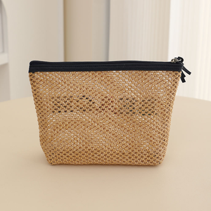 Borsa Cosmetica in Paglia con Lettere Ricamate Colorate, Pochette da Spiaggia per Donne, Ideale per <span class=keywords><strong>Viaggi</strong></span> Estivi - Product Image 4