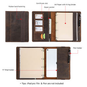 Carpeta <span class=keywords><strong>de</strong></span> Cuero A4 <span class=keywords><strong>para</strong></span> Portafolio, con Anillas Reemplazables, Soporte <span class=keywords><strong>para</strong></span> Bolígrafo y Ranuras <span class=keywords><strong>para</strong></span> Tarjetas y Certificados, Venta al Por Mayor con Envío Directo - Product Image 3