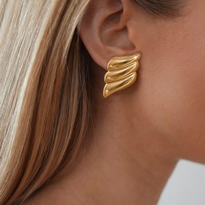 1 Paire de Boucles d'Oreilles Géométriques Hyperboliques en Acier Inoxydable Doré, Bijoux de Mode pour Femmes et Filles, Idéales pour les Fêtes - Product Image 4