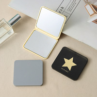 Logo personnalisé noir portable en plastique beauté grossissant maquillage de voyage mignon miroir compact sac à main mini miroir miroir de poche pliant