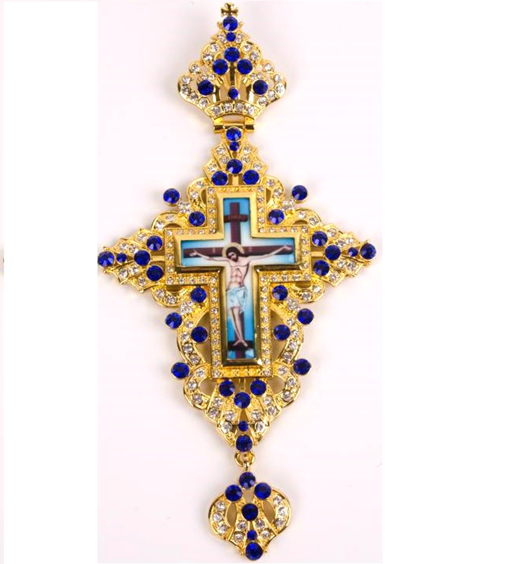 Collier de noël en or 24K OEM/ODM, avec boîte de luxe en alliage de diamant grec et pendentif croisé