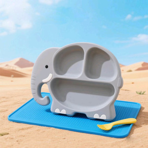 Platos <span class=keywords><strong>de</strong></span> Silicona para Bebé <span class=keywords><strong>de</strong></span> Diseño Independiente del Fabricante, Nuevos Platos con Forma <span class=keywords><strong>de</strong></span> Animales, Dinosaurio, Rinoceronte, Modelo GRN-109, Minimalistas - Product Image 6