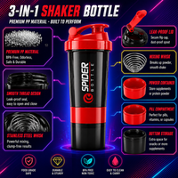 Bouteille shaker protéinée 3 couches 500 ml avec logo personnalisé, sans BPA, anti-fuite, pour la gym et le fitness, avec compartiment à poudre et boîte à pilules