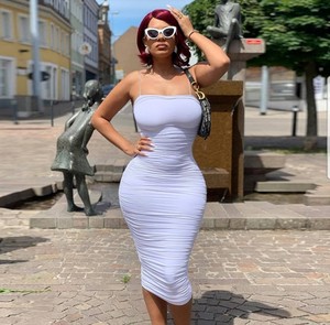 Vestido de Verano Blanco de 2 <span class=keywords><strong>Capas</strong></span> Personalizable para Mujer, Elegante Vestido Maxi Fruncido, Vestido Largo Rosa para Fiesta, Vestido Sexy para Noche de Fiesta - Product Image 3
