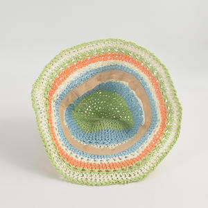 Sombrero de Paja de Ganchillo con Rayas de Colores - Sombrero de Sol Hecho <span class=keywords><strong>a</strong></span> Mano para Mujer, Estilo Vacacional, Playa y Resort, Sombreros de Ganchillo al por Mayor - Product Image 4