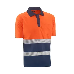 Polo - HVS620ORDN S London - Colore: Arancione fluorescente/blu - Tessuto sportivo "Eye Bird". Traspirante, assorbe l'umidità. - Product Image 1