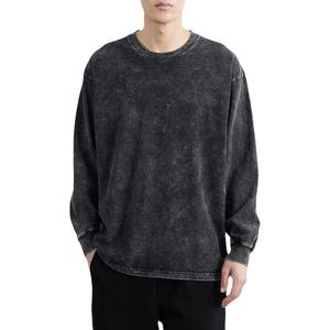 Camiseta de Manga Larga con Logotipo Personalizado, Estilo Vintage, Lavada al Ácido, para Hombre, Camiseta Extra Grande de Algodón Grueso, 100% Algodón para Hombre - Product Image 2