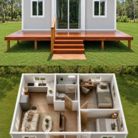 Rumah Kontainer Ekspansiabel 20ft 40ft Struktur Baja Prefabrikasi Rumah Mobile Panel Sandwich EPS Akomodasi