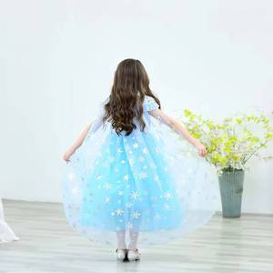 Costume de princesse pour filles MS Halloween, ensemble de déguisement cosplay, robe bleue à fleurs, jeu de rôle TV et cinéma avec cape - Product Image 4