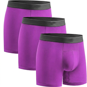 High Quality Mens Soft Comfortable Solid <b>Boxer</b> Briefs <b>Custom</b> Logo Mid-waist PlusSize Causal Quick Dry Seamless Underwear for Men - Product Image 4