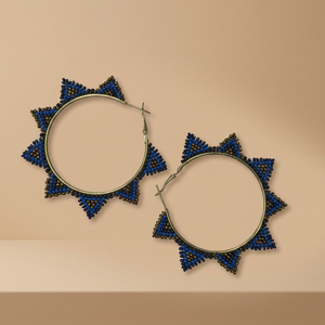 Boucles d'oreilles créoles bohèmes unisexe plaquées or avec perles de riz et perles de verre, motif étoile, bijoux de mode - Product Image 3