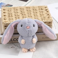 Porte-clés en peluche lapin mignon de 4 pouces, rembourré en coton PP, pendentif unisexe pour sac, breloque pour sac à dos, cadeau de fête
