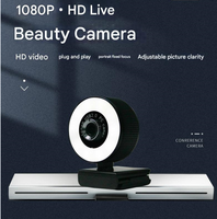 Caméra portable 2MP Webcam USB Plug & Play 1080P avec lumière de beauté 3 modes réglable à 360 ° pour le travail à distance