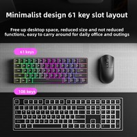 IP61 61 Keys RGB Light 19-Key Rollover Membrane Mechanical Feels Keyboard Quiet Typing Silent Press Office USB Plastic