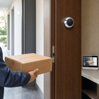 Smart Water Resistant Solar Powered Peephole Doorbell Camera 1080P WiFi Night Vision Two Way Talk