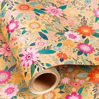 5 Meter Original Wildblumen-Geschenkpapier aus Kraftpapier für Hochzeitsfeiern